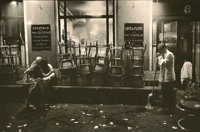 Dennis Stock (American, 1928 -2010) Print: Dennis Stock (American, 1928 -2010) Print. CafŽ de Flore. Printed in 1996. 7.50 x 5.00 inches Not hand-signed unless otherwise stated. Photomechanical Print. Lots that contain nudity have been