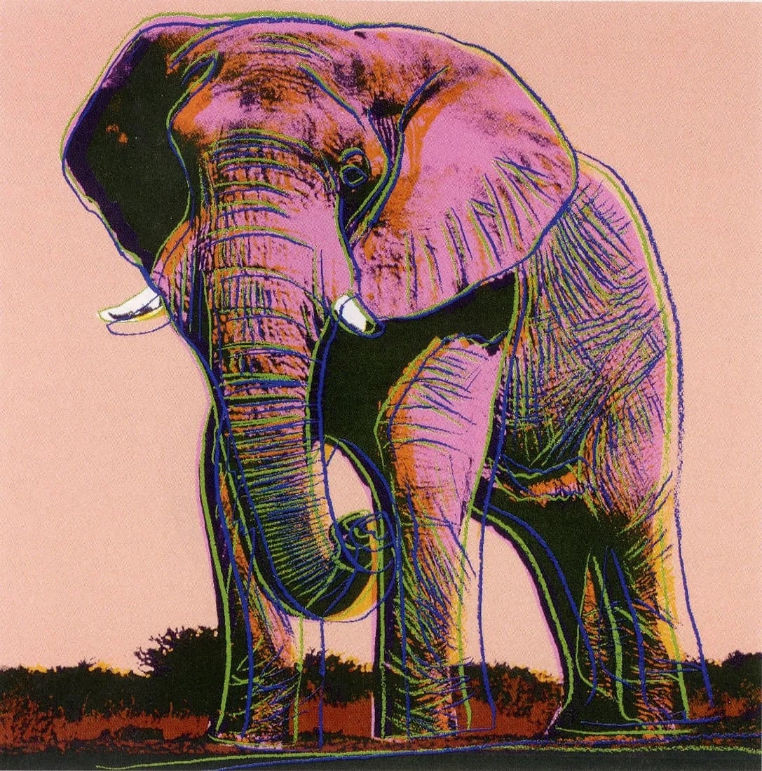 After Andy Warhol (American, 1928-1987) African Elephant Silkscreen: Andy Warhol (American, 1928-1987) African Elephant, "1983" Silkscreen. Endangered Species Portfolio. 38.00 x 38.00 inches. Correct stamping on backside, with blindstamp. Not hand-signed unless