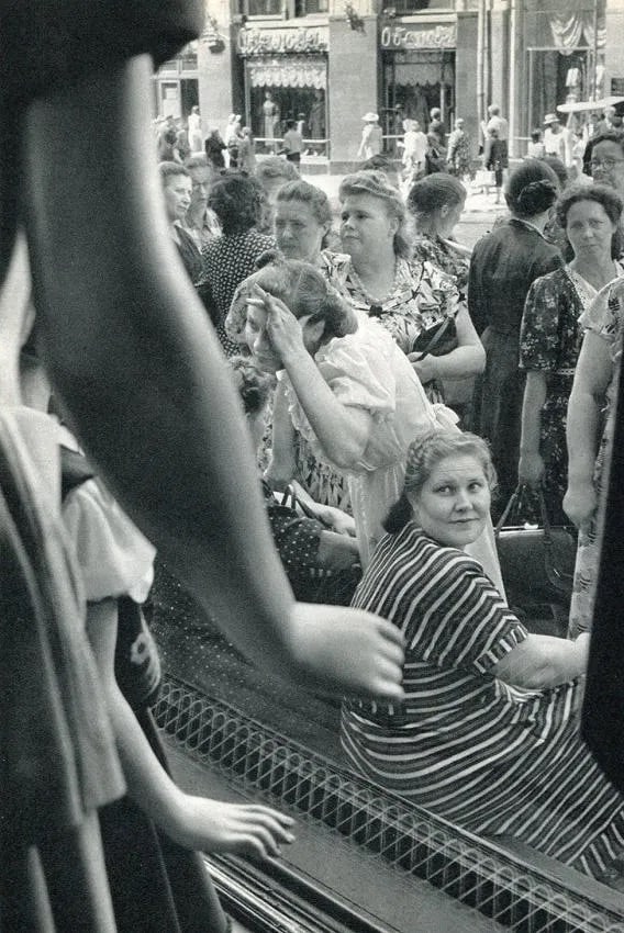 Henri Cartier-Bresson (French, 1908-2004)Print: Henri Cartier-Bresson (French, 1908-2004)Print. Open the Clothing Store. Printed in 1955. 6.50 x 9.50 inches Not hand-signed unless otherwise stated. Photomechanical Print. Lots that contain nudity ha