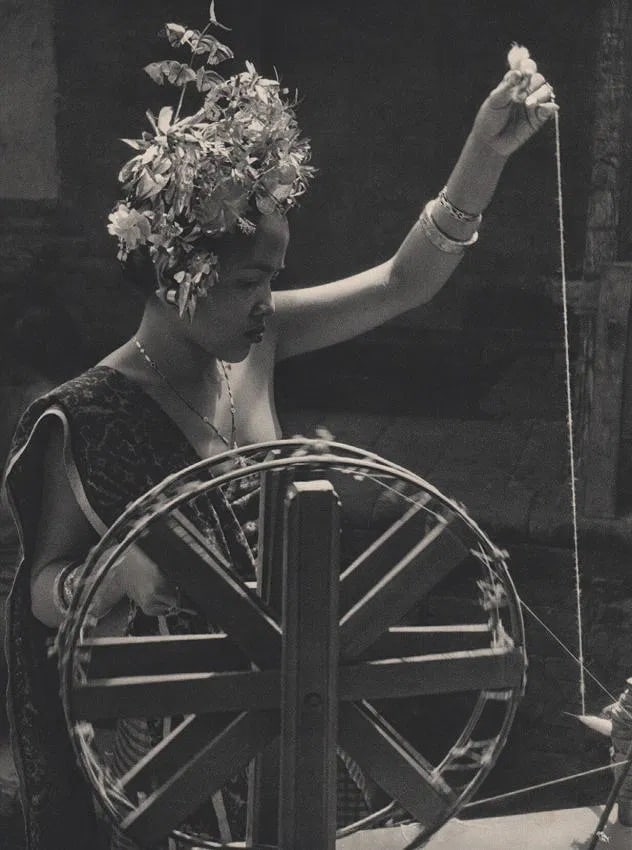 P. L. Dronkers-Bali Print: P. L. Dronkers-Bali Print. Spinning. Printed in 1950. 8.00 x 11.00 inches Not hand-signed unless otherwise stated. Photomechanical Print. Lots that contain nudity have been partially obscured in the l
