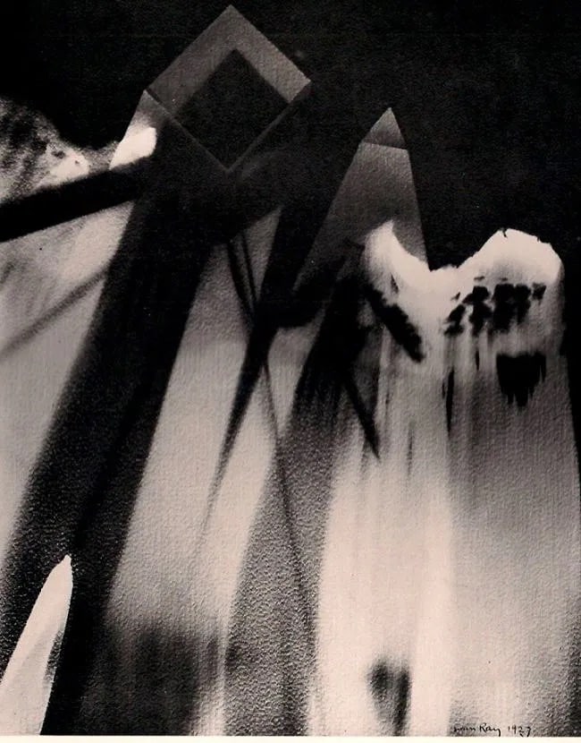 Man Ray (American, 1890- 1976) Print: Man Ray (American, 1890- 1976) Print. Rayograph 1927. Printed in 1982. 7. 75 x 10.00 inches Not hand-signed unless otherwise stated. Photomechanical Print. Lots that contain nudity have been partially