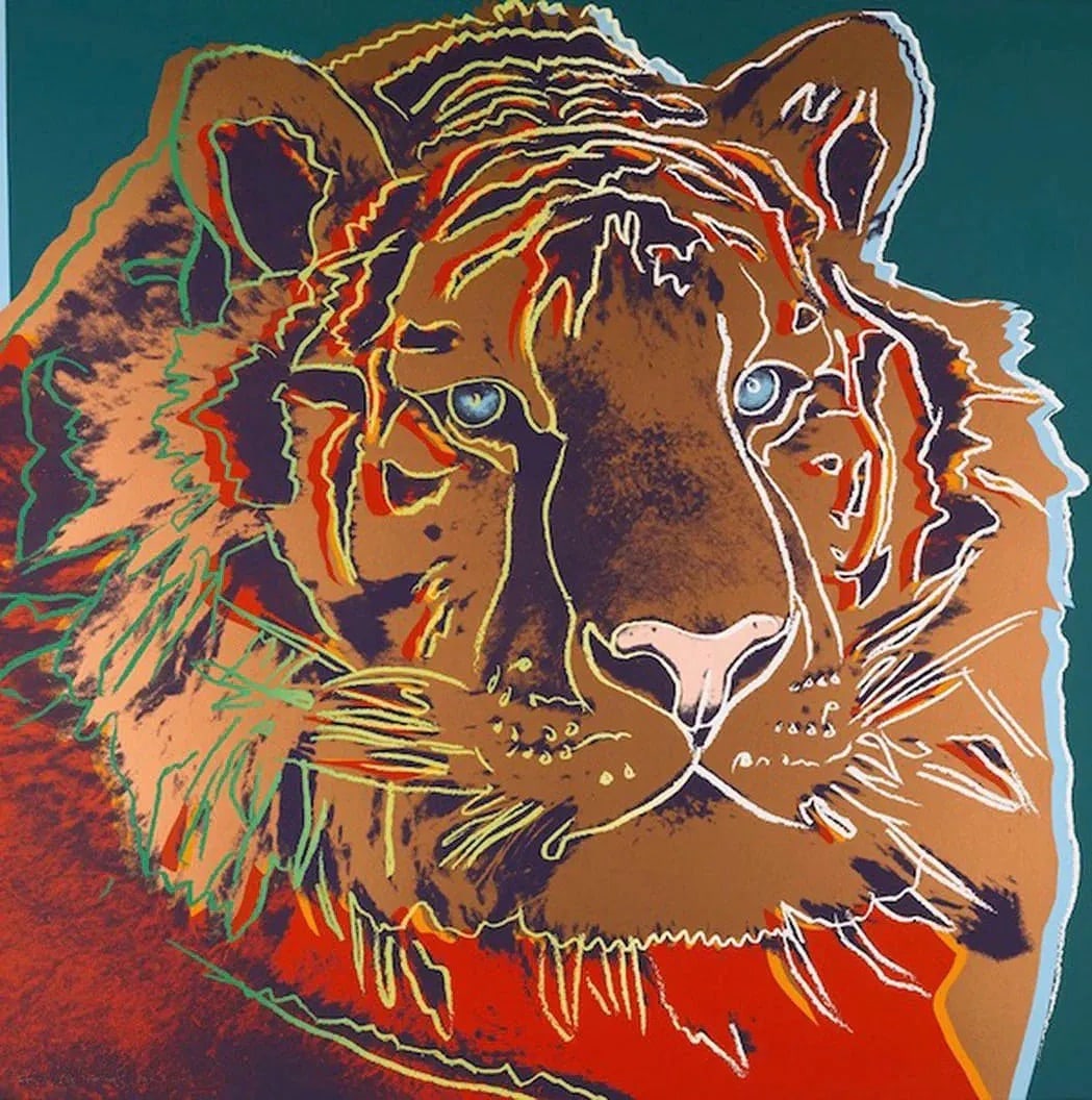 After Andy Warhol (American, 1928-1987) Siberian Tiger Silkscreen: Andy Warhol (American, 1928-1987) Siberian Tiger, "1981" Silkscreen. Endangered Species Portfolio. 38.00 x 38.00 inches. Correct stamping on backside, with blindstamp. Not hand-signed unless