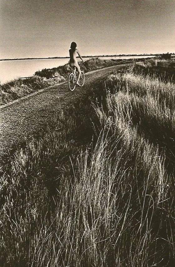 Jeanloup Sieff (French, 1933-2000) Print: Jeanloup Sieff (French, 1933-2000) Print. Bike. Printed in 1982.5. 75 x 8.5 inches Not hand-signed unless otherwise stated. Photomechanical Print. Lots that contain nudity have been partially obscured