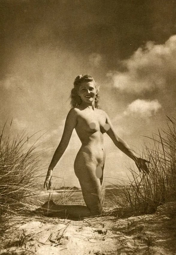 Studio Thiele Print: Studio Thiele Print. Female Coast Nude. Printed in 1952. 7.5 x 10.5 inches Not hand-signed unless otherwise stated. Photomechanical Print. Lots that contain nudity have been partially obscured in the 