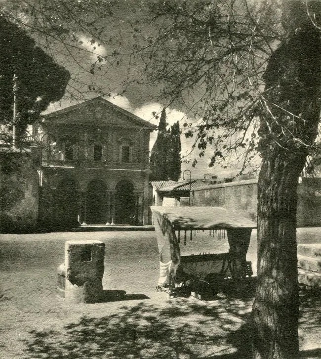 Rome Unknown Print: Rome Unknown Print. St Sebastion Bascilica. Printed in 1951. 7.00 x 7.50 inches Not hand-signed unless otherwise stated. Photomechanical Print. Lots that contain nudity have been partially obscured in