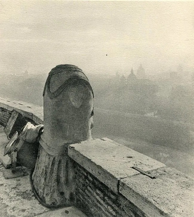 Rome Unknown Print: Rome Unknown Print. From the top of the Castle. Printed in 1951. 7.00 x 7.50 inches Not hand-signed unless otherwise stated. Photomechanical Print. Lots that contain nudity have been partially obscure