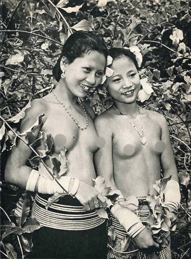 K. F. Wong (Malaysian, 1916-1988) Print: K. F. Wong (Malaysian, 1916-1988) Print. Young Iban Women-Borneo. Printed in 1960. 8 x 11 inches Not hand-signed unless otherwise stated. Photomechanical Print. Lots that contain nudity have been part