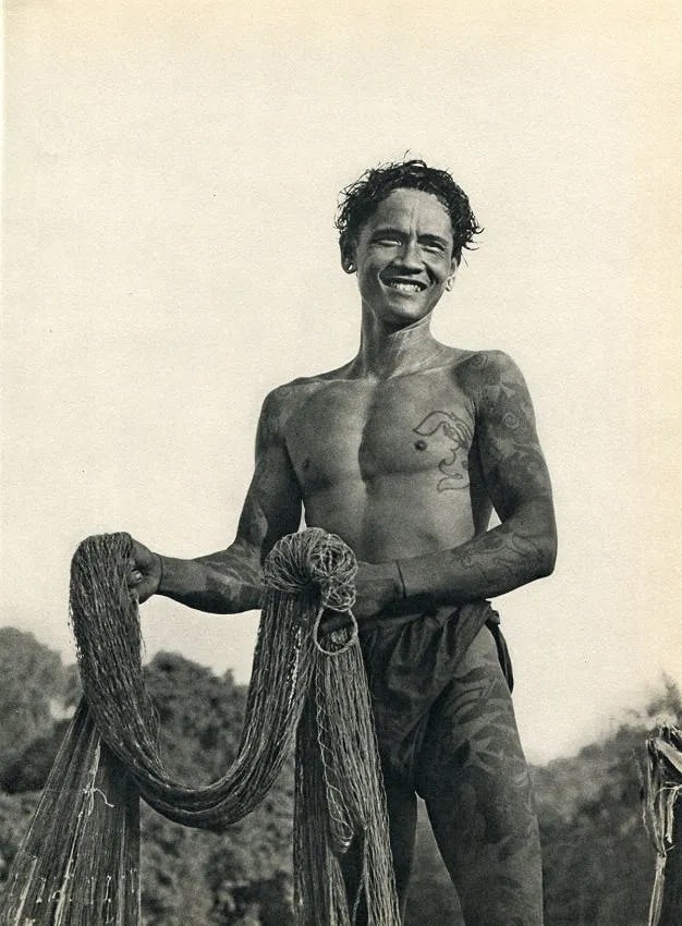 K. F. Wong (Malaysian, 1916-1988) Print: K. F. Wong (Malaysian, 1916-1988) Print. Iban Fisherman-Borneo. Printed in 1960. 8 x 11 inches Not hand-signed unless otherwise stated. Photomechanical Print. Lots that contain nudity have been partia