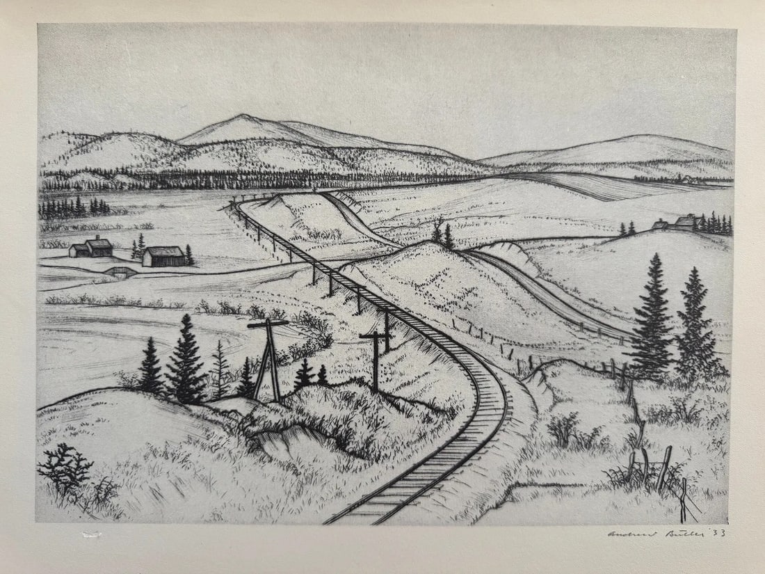 Andrew R. Butler (American, 1896-1979) Print: Andrew R. Butler (American, 1896-1979) Print. Mount Holly, Vermont, "1933" Print. 12.60 x 9.50 inches. Signed in the plate. Printed in 1939. Not hand-signed unless otherwise stated. Photomechanical