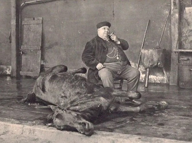 Unknown Print: Unknown Print. Le Directeur de L'abattoir. Printed in 1940. 7.00 x 5.50 inches Not hand-signed unless otherwise stated. Photomechanical Print. Lots that contain nudity have been partially obscured in 