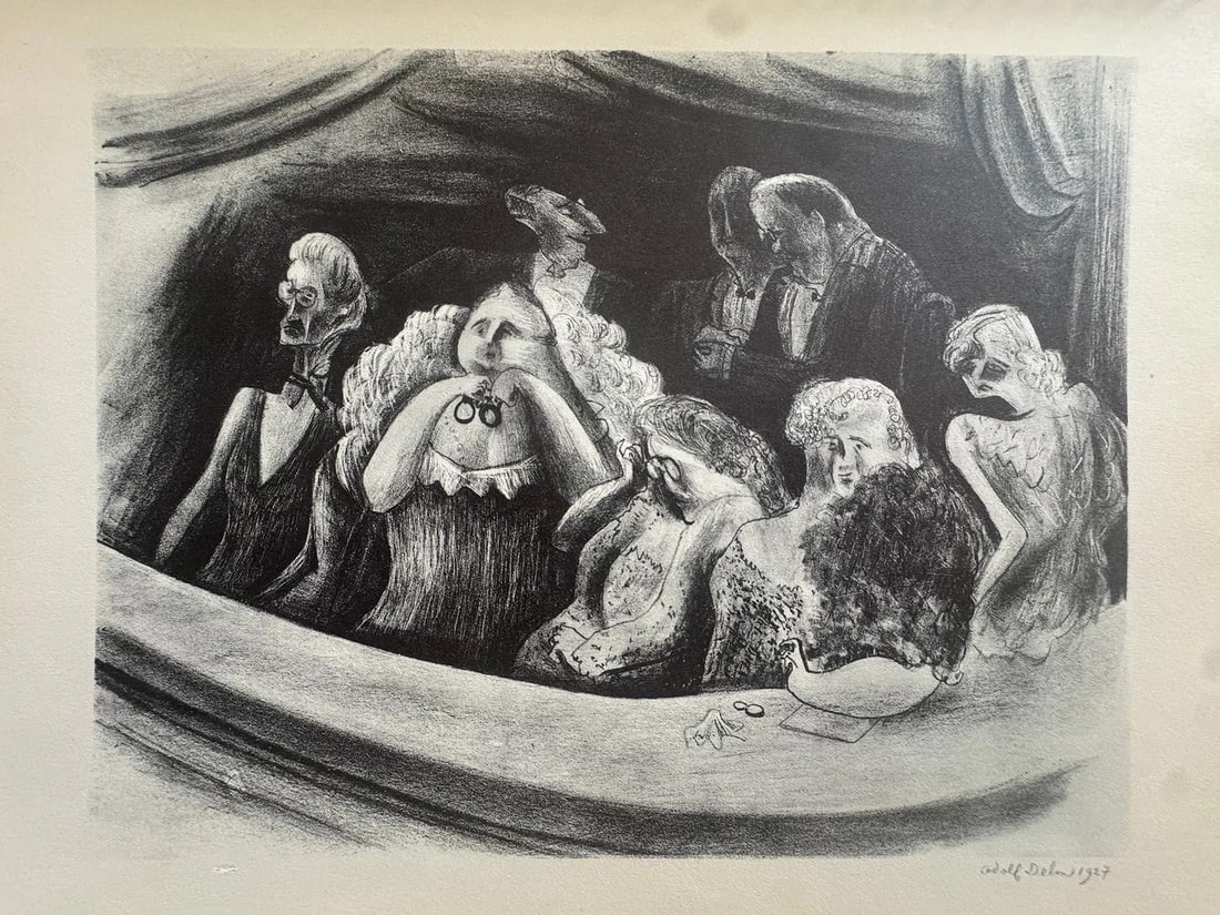 Adolf Dehn (American, 1895-1968) Print: Adolf Dehn (American, 1895-1968) Print. Beethoven's Ninth Symphony, "1927". 12.50 x 9.50 inches. Printed in 1939. Signed in the plate. Not hand-signed unless otherwise stated. Photomechanical Print.