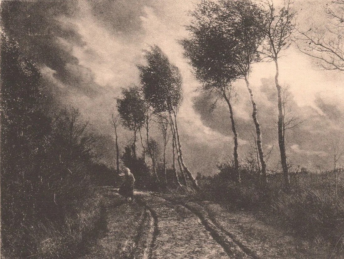 Leonarde Misonne (Belgian, 1870-1943) Print: Leonarde Misonne (Belgian, 1870-1943) Print. Quel Vent!. Printed in 1929. 7.50 x 5.50 inches Not hand-signed unless otherwise stated. Photomechanical Print. Lots that contain nudity have been