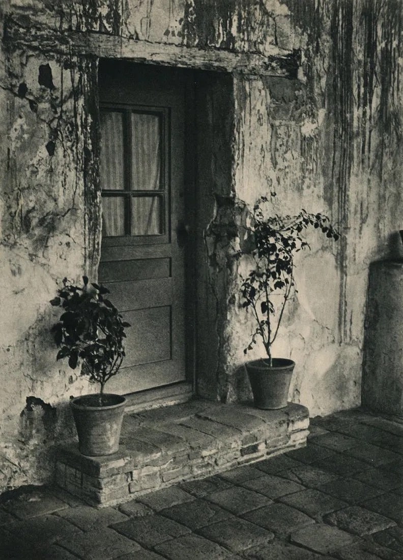 William Mortensen (American, 1897-1965) Print: William Mortensen (American, 1897-1965) Print. Doorway San Juan Capistrano. Printed in 1937. 10.00 x 13.00 inches Not hand-signed unless otherwise stated. Photomechanical Print. Lots that contain