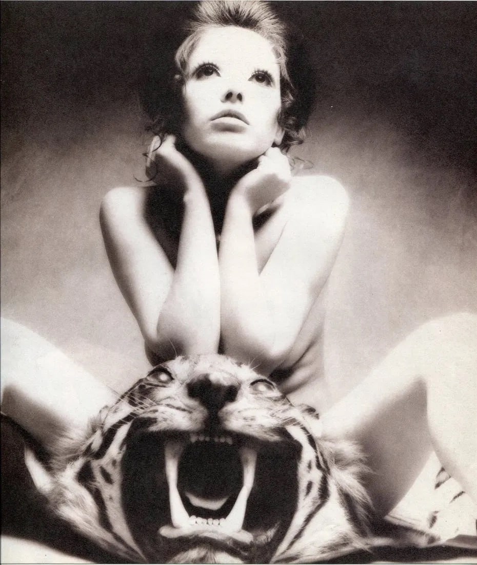 Yoshihiro Tatsuki (Japanese, b. 1937) Print: Yoshihiro Tatsuki (Japanese, b. 1937) Print. Nude w/tiger. Printed in 1970. 10.00 x 10.00 inches Not hand-signed unless otherwise stated. Photomechanical Print. Lots that contain nudity have been