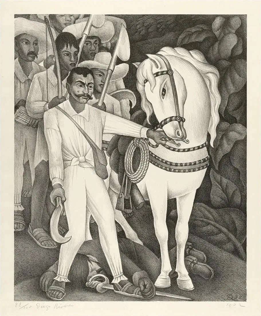 After Diego Rivera (Mexican, 1886-1957) Emiliano Zapata, Horse "1932" Print (1 of 5)