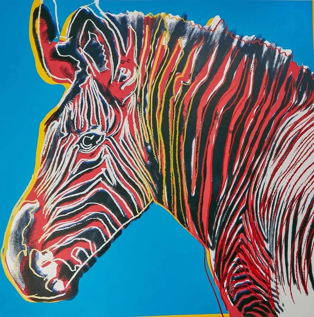 After Andy Warhol (American, 1928-1987) Silkscreen: Andy Warhol (American, 1928-1987) Grevy's Zebra, from Endangered Species, 1983 (F. & S. II.301). Silkscreen on Lenox Museum Board. 38.00 x 38.00 inches. Stamped on verso, blindstamp. Not hand-signed