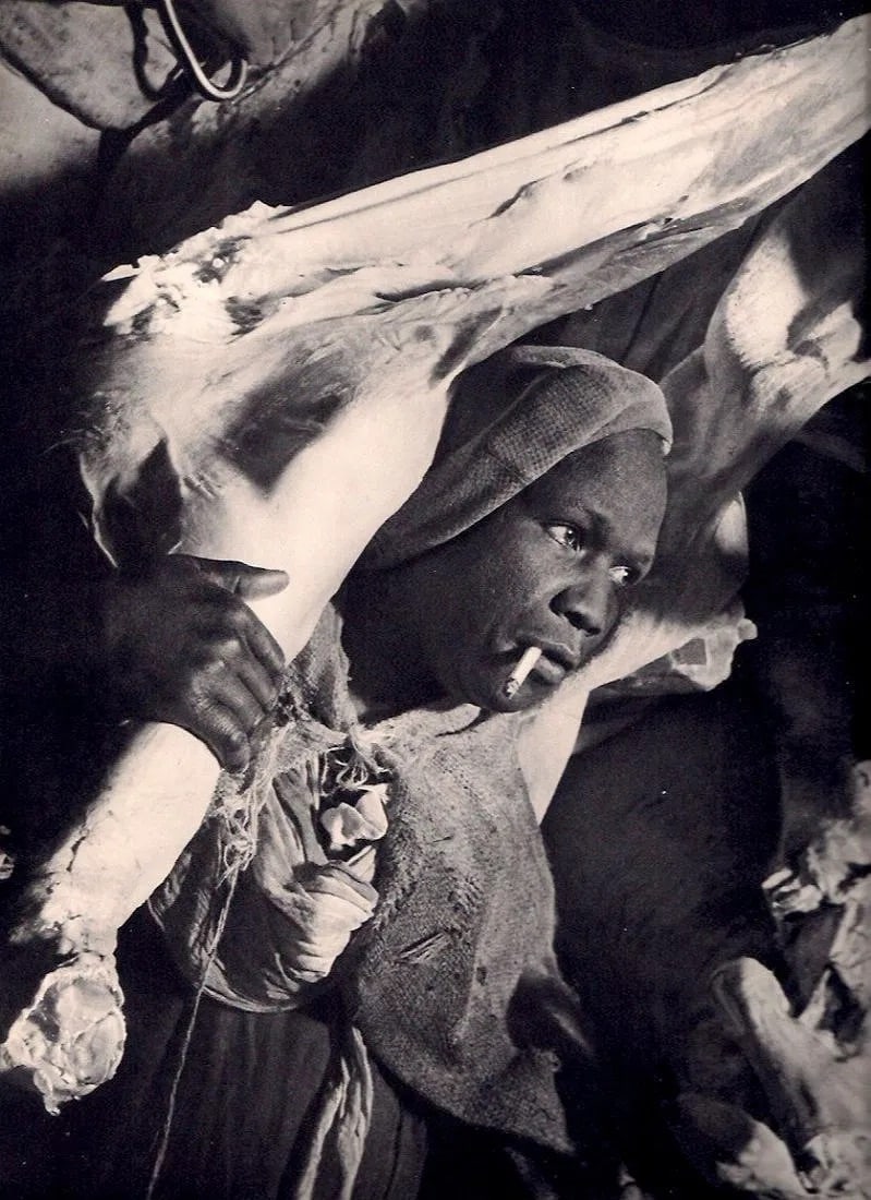 Brassaï (Hungarian-French, 1899-1984) Print: Brassaï (Hungarian-French, 1899-1984) Print. Porter de Viande. Printed in 1939. 9.00 x 11.00 inches Not hand-signed unless otherwise stated. Photomechanical Print. Lots that contain nudity have been