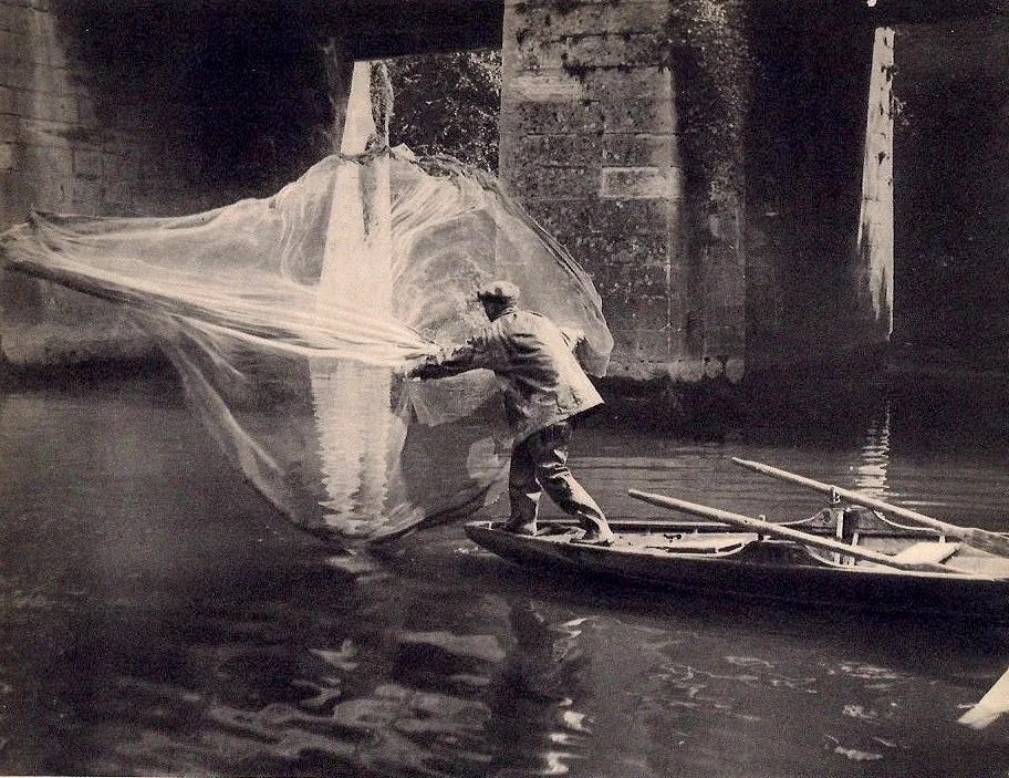 M. Brodsky Print: M. Brodsky Print. Fishing by Moonlight. Printed in 1935. 9.00 x 6.00 inches Not hand-signed unless otherwise stated. Photomechanical Print. Lots that contain nudity have been partially obscured in