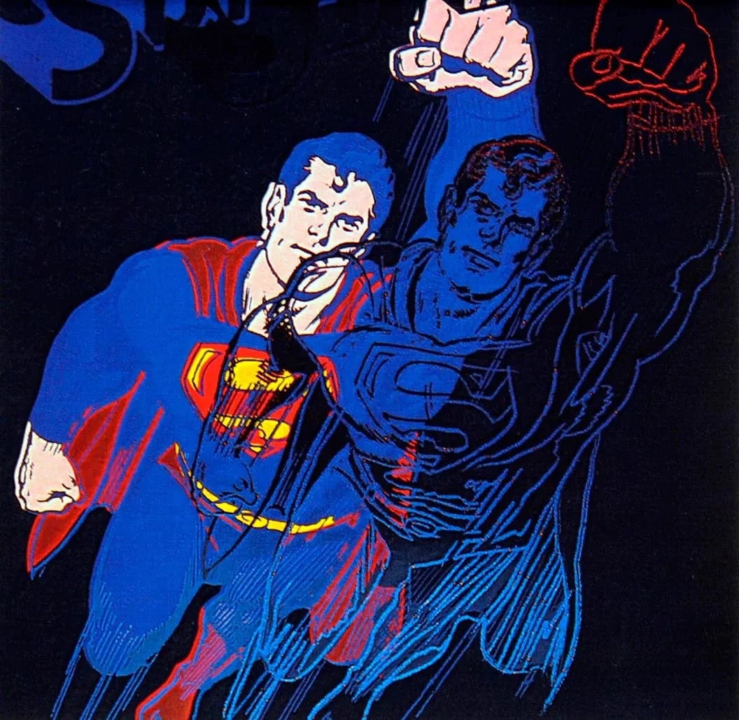 After Andy Warhol (American, 1928-1987) Silkscreen: Andy Warhol (American, 1928-1987) Superman, 1981. From Myths. 38.00 x 38.00 inches. Stamped on verso, blindstamp. Not hand-signed unless otherwise stated. Photomechanical Print. Lots that contain