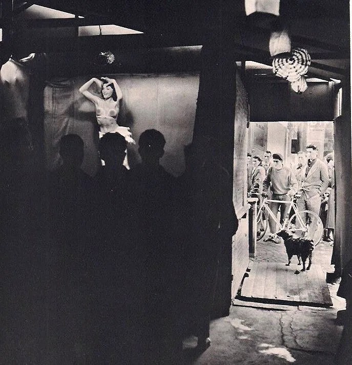 Robert Doisneau (French, 1912-1994) Print: Robert Doisneau (French, 1912-1994) Print. Wanda Wiggles her Hips 1953. Printed in 1979. 7.00 x 7.00 inches Not hand-signed unless otherwise stated. Photomechanical Print. Lots that contain nudity