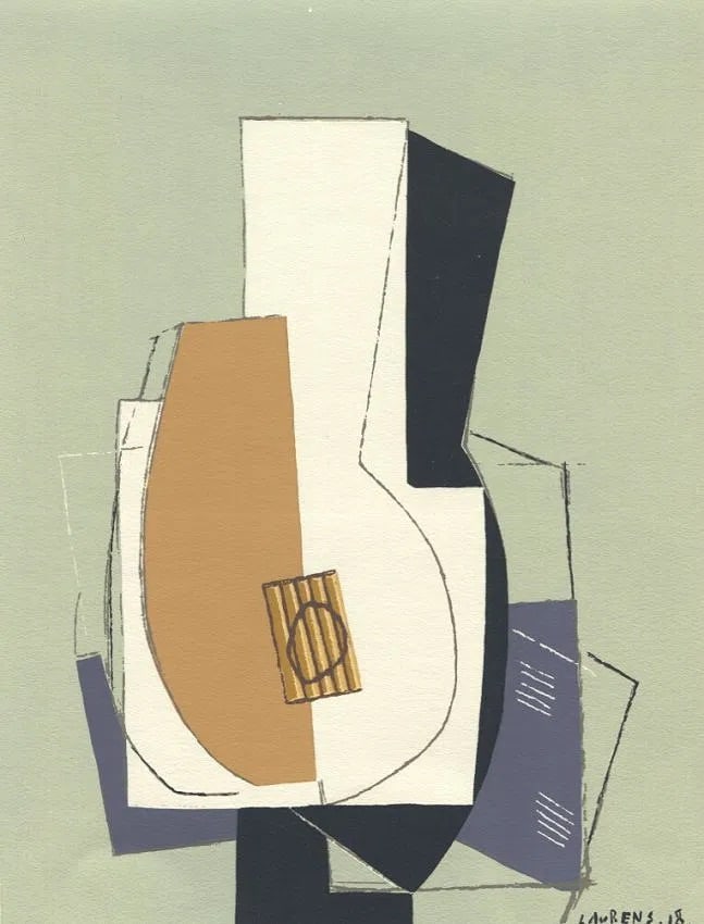 Henri Laurens (French, 1885- 1954) Print: Henri Laurens (French, 1885- 1954) Print. Mandolin, "1918". Printed in 1948. 7.50 x 10.00 inches. Not hand-signed unless otherwise stated. Photomechanical Print. Lots that contain nudity have been