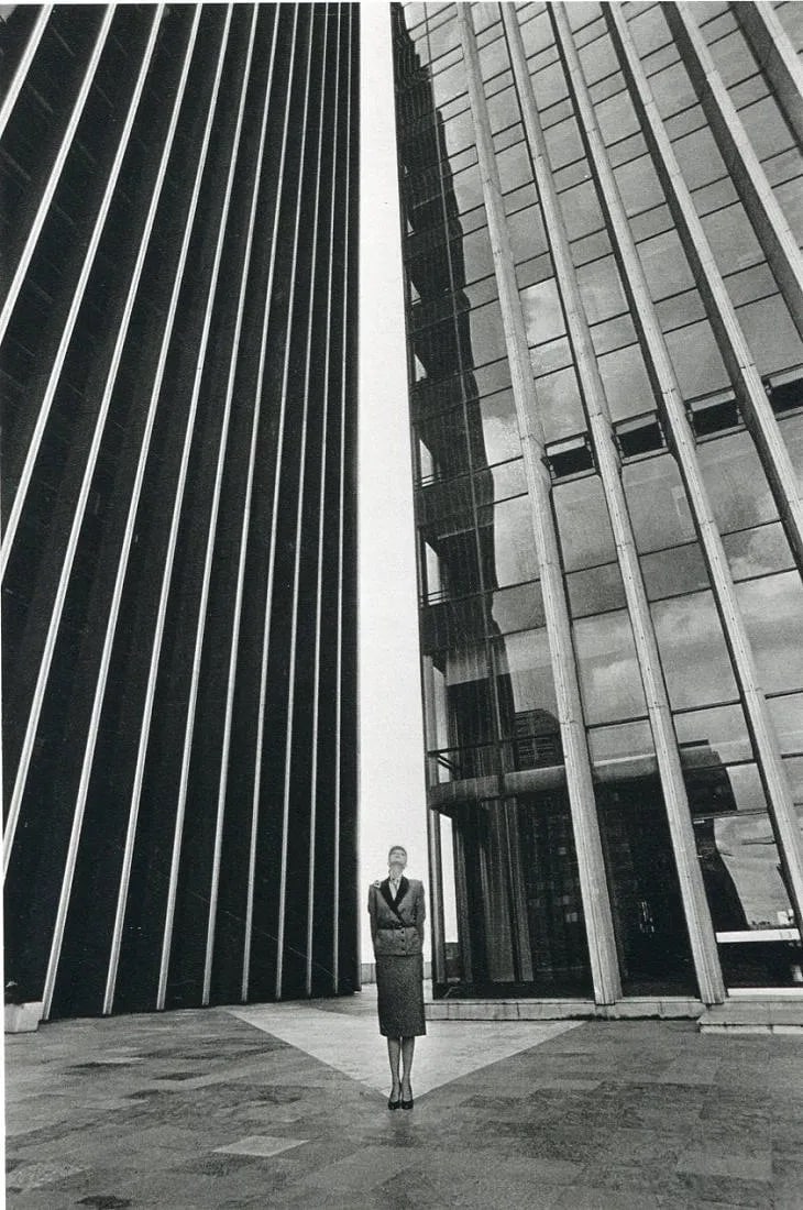 Jeanloup Sieff (French, 1933-2000) Print: Jeanloup Sieff (French, 1933-2000) Print. La Defense, Paris, "1979". Printed in 1982, France. 6.50 x 6.50 inches. Not hand-signed unless otherwise stated. Photomechanical Print. Lots that contain nudi