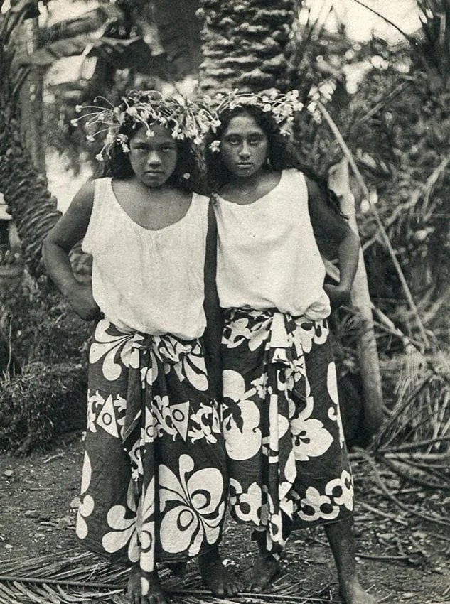 L Gauthier Print: L Gauthier Print. Young Women Raiatea. Printed in 1933. 4.50 x 6.00 inches. Not hand-signed unless otherwise stated. Photomechanical Print. Lots that contain nudity have been partially obscured in the