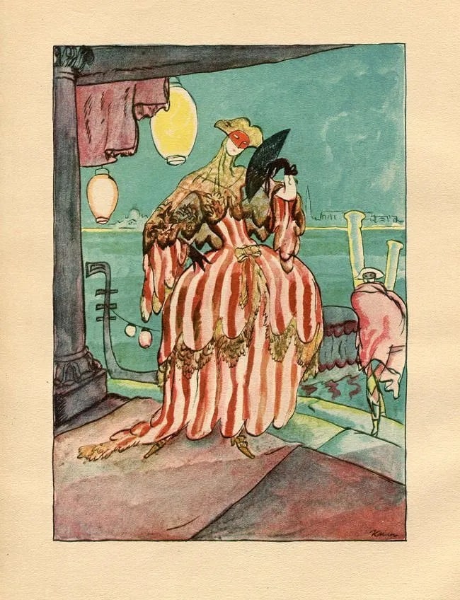 Ludwig Kainer (German, 1885-1967) Print: Ludwig Kainer (German, 1885-1967) Print. Figurine and Decoration. Printed in 1923. 5.5" x 8" round inches