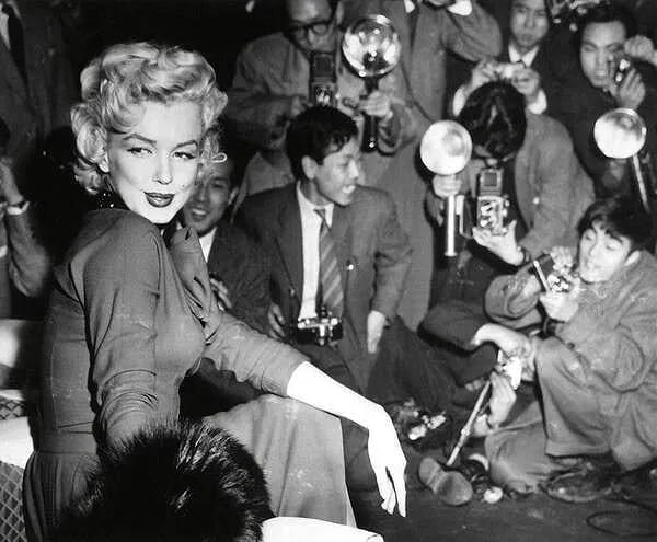 Marilyn Monroe Print: Marilyn Monroe Print. Originally taken in Japan on Honeymoon with Joe DiMaggio, "1954". 20.00 x 16.50 inches. Photomechanical Print. Lots that contain nudity have been partially obscured in the