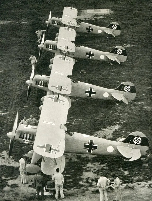 Alex Stocker Print: Alex Stocker Print. German Planes. Printed in 1938. 6.50 x 8.50 inches. Not hand-signed unless otherwise stated. Photomechanical Print. Lots that contain nudity have been partially obscured in the