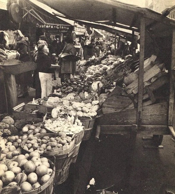 Market on Bleeker (American, 1898-1991) Print: Market on Bleeker (American, 1898-1991) Print. Gunshop on Christoper. Printed in 1949. 6.00 x 7.00 inches. Not hand-signed unless otherwise stated. Photomechanical Print. Lots that contain nudity
