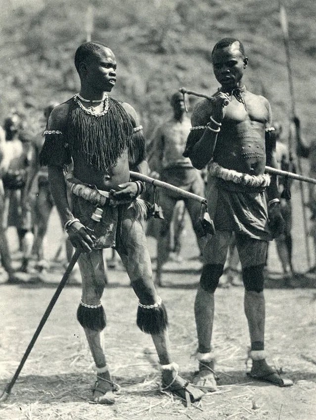 H.A Bernatzik (Austrian, 1897- 1953) Print: H.A Bernatzik (Austrian, 1897- 1953) Print. Nuba Rattle Dancers, Africa. Printed in 1931.60 x 8.00 inches. Not hand-signed unless otherwise stated. Photomechanical Print. Lots that contain nudity have