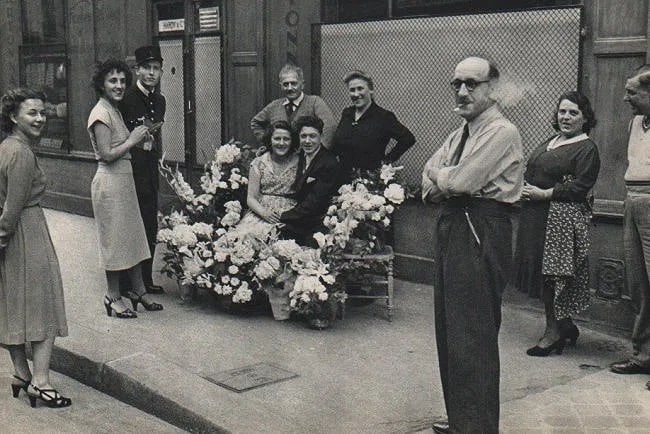 Henri Cartier-Bresson (French, 1908- 2004) Print: Henri Cartier-Bresson (French, 1908- 2004) Print. Engagement Party, Paris. Printed in 1955. 9.00 x 6.00 inches. Not hand-signed unless otherwise stated. Photomechanical Print. Lots that contain nudity