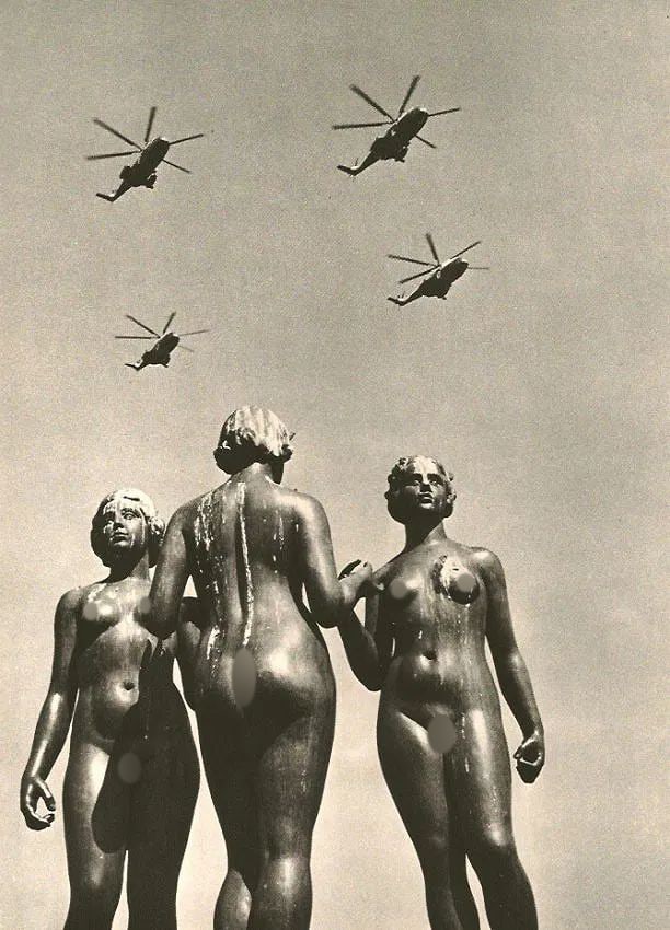 Robert Doisneau (French, 1912-1994) Print: Robert Doisneau (French, 1912-1994) Print. Helicopters. 1972. Printed in 1979. 9.50 x 7.00 inches. Not hand-signed unless otherwise stated. Photomechanical Print. Lots that contain nudity have been pa