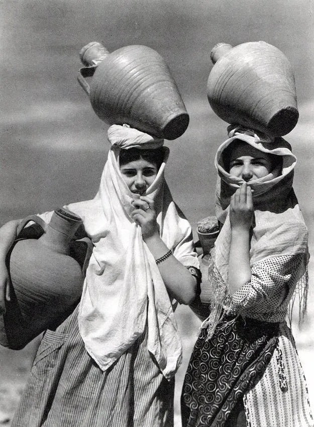 Jose Echague (Spanish, 1886-1980) Print: Jose Echague (Spanish, 1886-1980) Print. Almeria Mojacar-Watercarriers. Printed in 1937.9.25 x 6.00 inches. Not hand-signed unless otherwise stated. Photomechanical Print. Lots that contain nudity