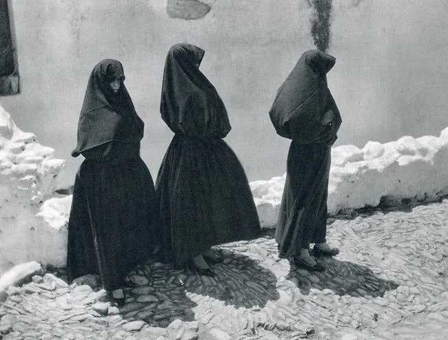 Jose Ortiz Echague (Spanish, 1886-1980) Print: Jose Ortiz Echague (Spanish, 1886-1980) Print. Veiled Women. Printed in 1965. 12.75 x 9.75 inches. Not hand-signed unless otherwise stated. Photomechanical Print. Lots that contain nudity have been
