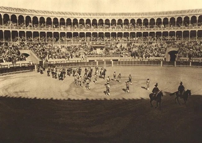 Kurt Hielscher (German, 1881-1948) Print: Kurt Hielscher (German, 1881-1948) Print. Bull-fighters in the Madrid arena. Printed in 1922. 8.25 x 5.75 inches. Not hand-signed unless otherwise stated. Photomechanical Print. Lots that contain nudi