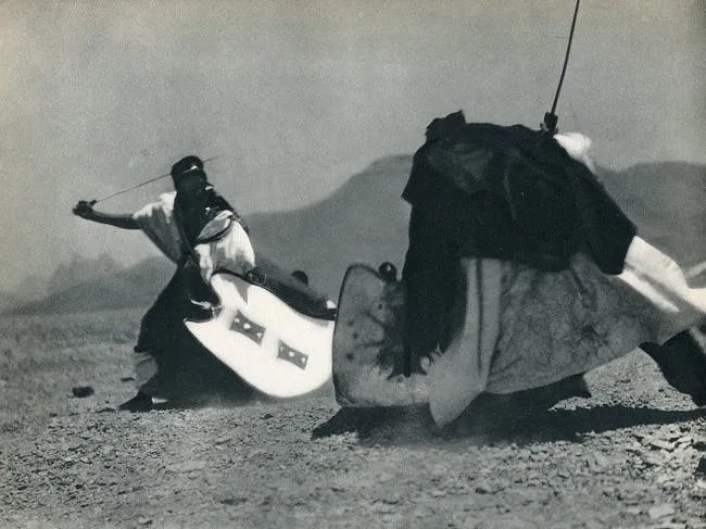 Pierre Ichac (France, 1901-1978) Print: Pierre Ichac (France, 1901-1978) Print. Ahaggar Tuaregs-Sword Fight. Printed in 1931. 9.00 x 6.00 inches. Not hand-signed unless otherwise stated. Photomechanical Print. Lots that contain nudity have 