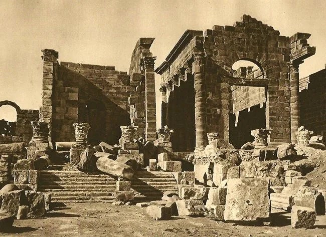 Lehnert & Landrock (German-Tunisian, active 1904–1940s) Print: Lehnert & Landrock (German-Tunisian, active 1904–1940s) Print. Temple Sbeitia. Printed in 1924. 8.25 x 6.00 inches. Not hand-signed unless otherwise stated. Photomechanical Print. Lots that contain