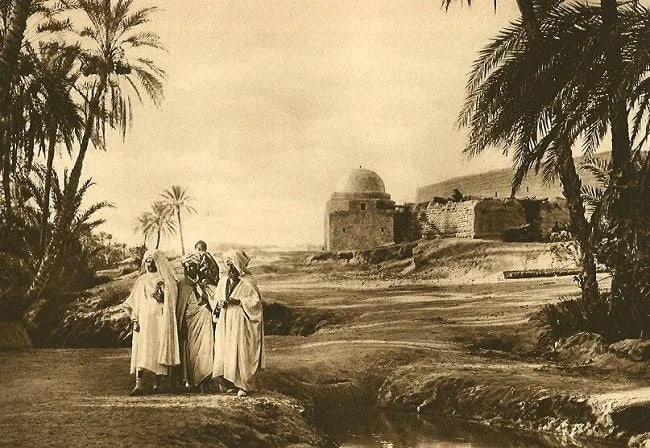 Lehnert & Landrock (German-Tunisian, active 1904–1940s) Print: Lehnert & Landrock (German-Tunisian, active 1904–1940s) Print. Tozeur Oasis. Printed in 1924. 8.00 x 5.50 inches. Not hand-signed unless otherwise stated. Photomechanical Print. Lots that contain