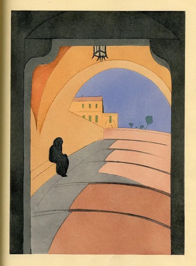 Augusta Rathbone (American, 1897-1990) Print: Augusta Rathbone (American, 1897-1990) Print. French Riviera Village Pochoir. Printed in 1938. 9.00 x 12.00 inches. Not hand-signed unless otherwise stated. Photomechanical Print. Lots that contain
