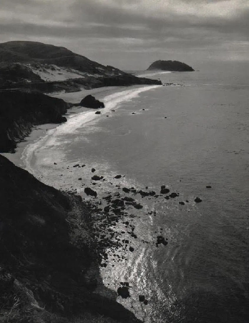Ansel Adams (American, 1902-1984) Print: Ansel Adams (American, 1902-1984) Print. Point Sur. Printed in 1964, USA. 9.50 x 12.50 inches. Photogravure. Not hand-signed unless otherwise stated. Photomechanical Print. Lots that contain nudity