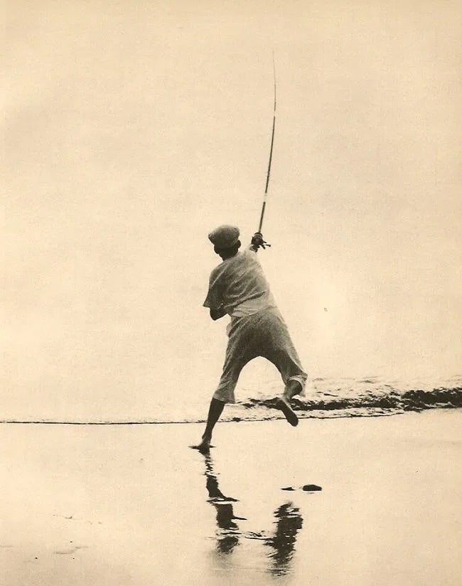 Sadao Suzuki Print: Sadao Suzuki Print. Fishing. Printed in 1960. 7.50 x 9.50 inches. Not hand-signed unless otherwise stated. Photomechanical Print. Lots that contain nudity have been partially obscured in the listing;
