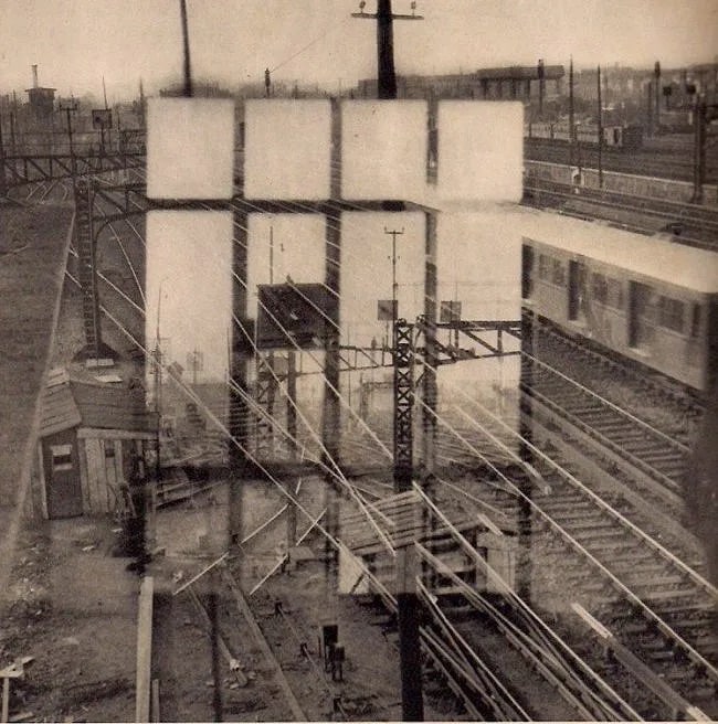 Zuber, Rene (France, 1902-1979) Print: Zuber, Rene (France, 1902-1979) Print. Trainyard. Printed in 1930. 7.50 x 7.50 inches. Not hand-signed unless otherwise stated. Photomechanical Print. Lots that contain nudity have been partially obsc