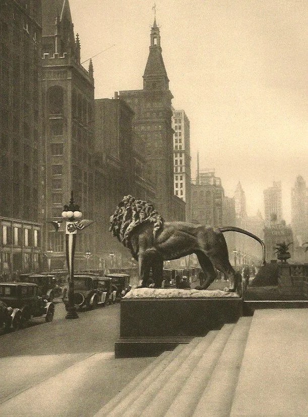 E.O. Hoppé (British, 1878-1972) Print: E.O. Hoppé (British, 1878-1972) Print. Michigan Ave Chicago. Printed in 1927. 6.00 x 8.25 inches. Not hand-signed unless otherwise stated. Photomechanical Print. Lots that contain nudity have been