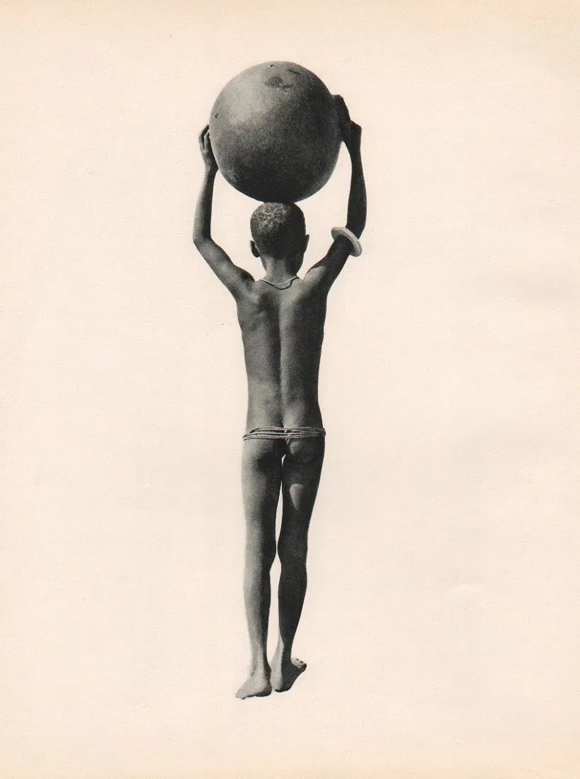 Jurg Klages Print: Jurg Klages Print. Boy holding ball. Printed in 1954. 8.50 x 11.25 inches. Not hand-signed unless otherwise stated. Photomechanical Print. Lots that contain nudity have been partially obscured in the