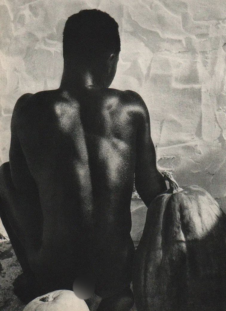 Herbert List (German, 1903-1975) Print: Herbert List (German, 1903-1975) Print. Male with gourd. Printed in 1954. 7.50 x 10.50 inches. Not hand-signed unless otherwise stated. Photomechanical Print. Lots that contain nudity have been