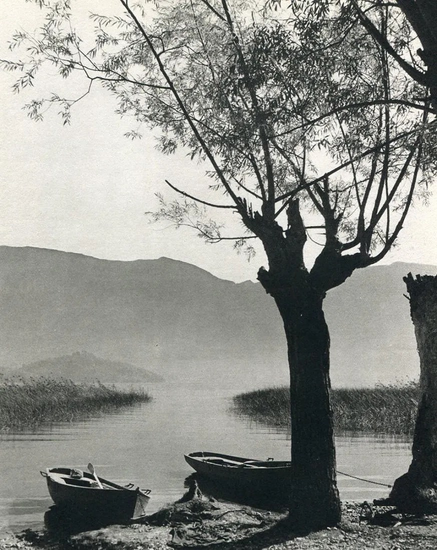Roger Schall (French, 1904-1995) Print: Roger Schall (French, 1904-1995) Print. Lake Bourget. Printed in 1950. 7 x 8.5 inches. Not hand-signed unless otherwise stated. Photomechanical Print. Lots that contain nudity have been partially obsc