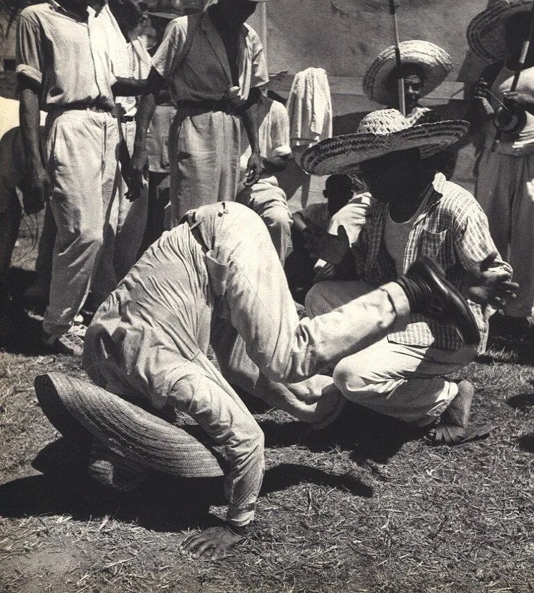 Pierre Verger (French, 1902-1996) Print: Pierre Verger (French, 1902-1996) Print. Capoeira. Printed in 1955. 7.75 x 8.50 inches. Not hand-signed unless otherwise stated. Photomechanical Print. Lots that contain nudity have been partially obs