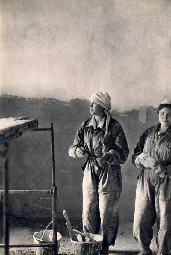 Henri Cartier-Bresson (French, 1908-2004) Print: Cartier-Bresson (French, 1908-2004) Print. Women builders in Moscow. Printed in 1955. 9.00 x 13.00 inches. Not hand-signed unless otherwise stated. Photomechanical Print. Lots that contain nudity